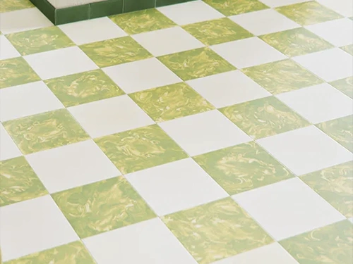 Flow Cement tiles floor green and white